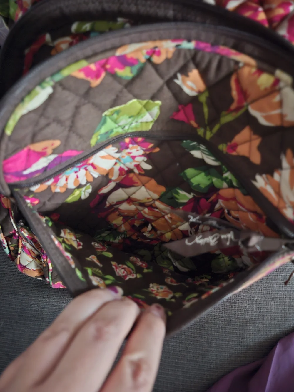 Vera Bradley Brown Floral Quilted Backpack